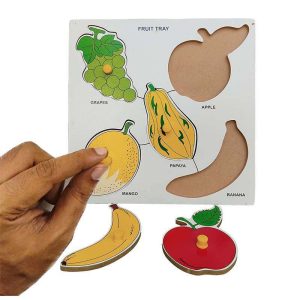 Wooden Fruits Puzzle with Knob Learning Educational Toy Set for Kids- Smart Educational Set
