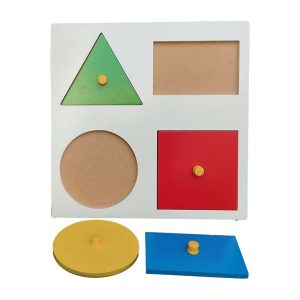 Wooden Math Shapes Mathematical Puzzle with Knob Learning Educational Toy Set for Kids - Smart Educational Set